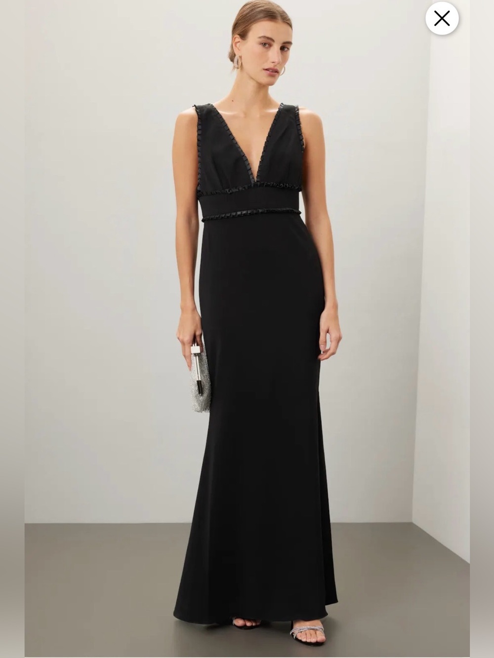 Badgley Mischka Pleated Trim Black Formal Gown Size 12 $750
